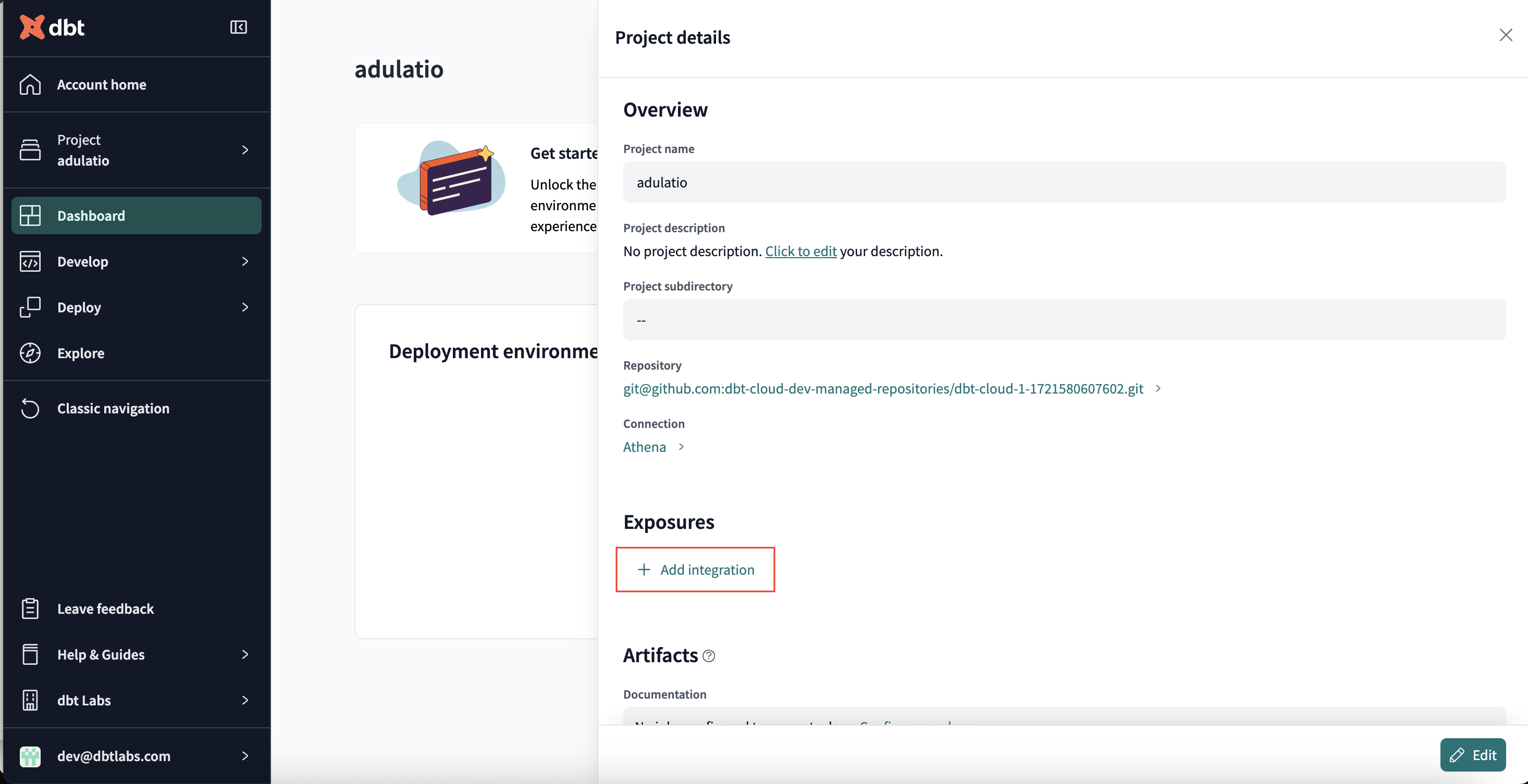 Select Add Integration to add the Tableau connection. Select Add Integration to add the Tableau connection.