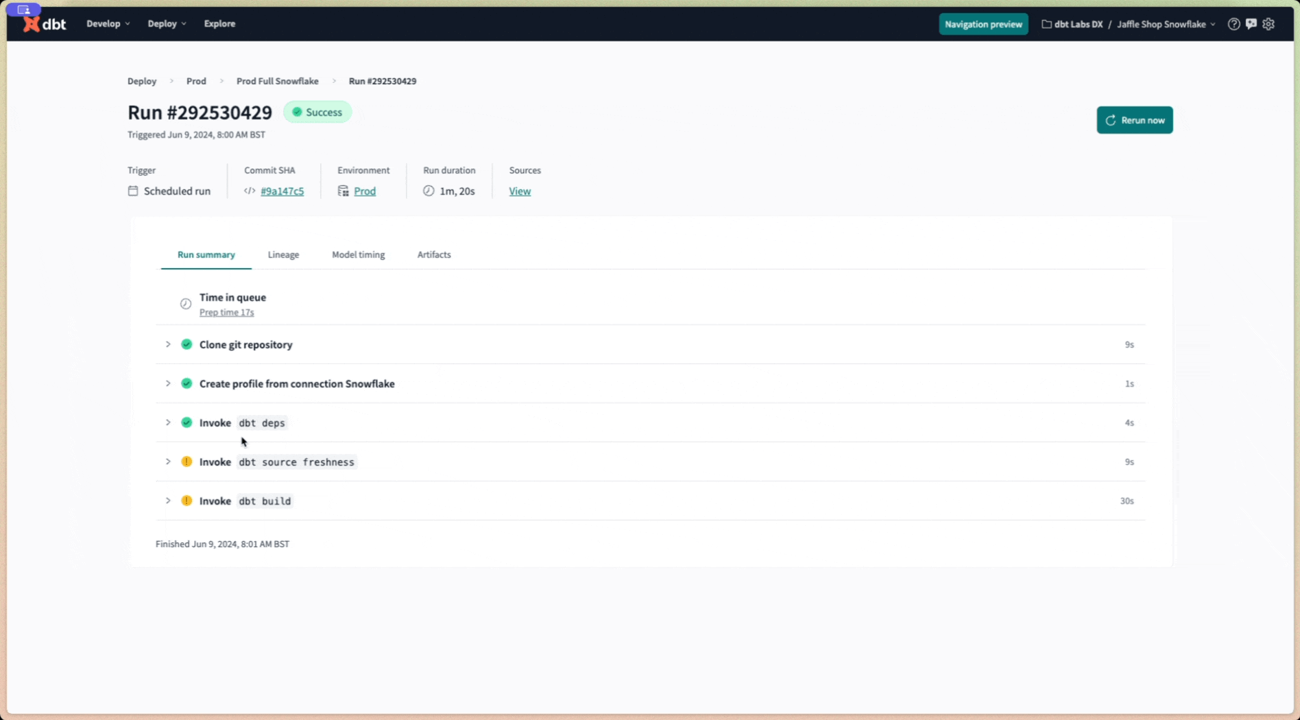 Example of accessing dbt Explorer from the Lineage tab Example of accessing dbt Explorer from the Lineage tab