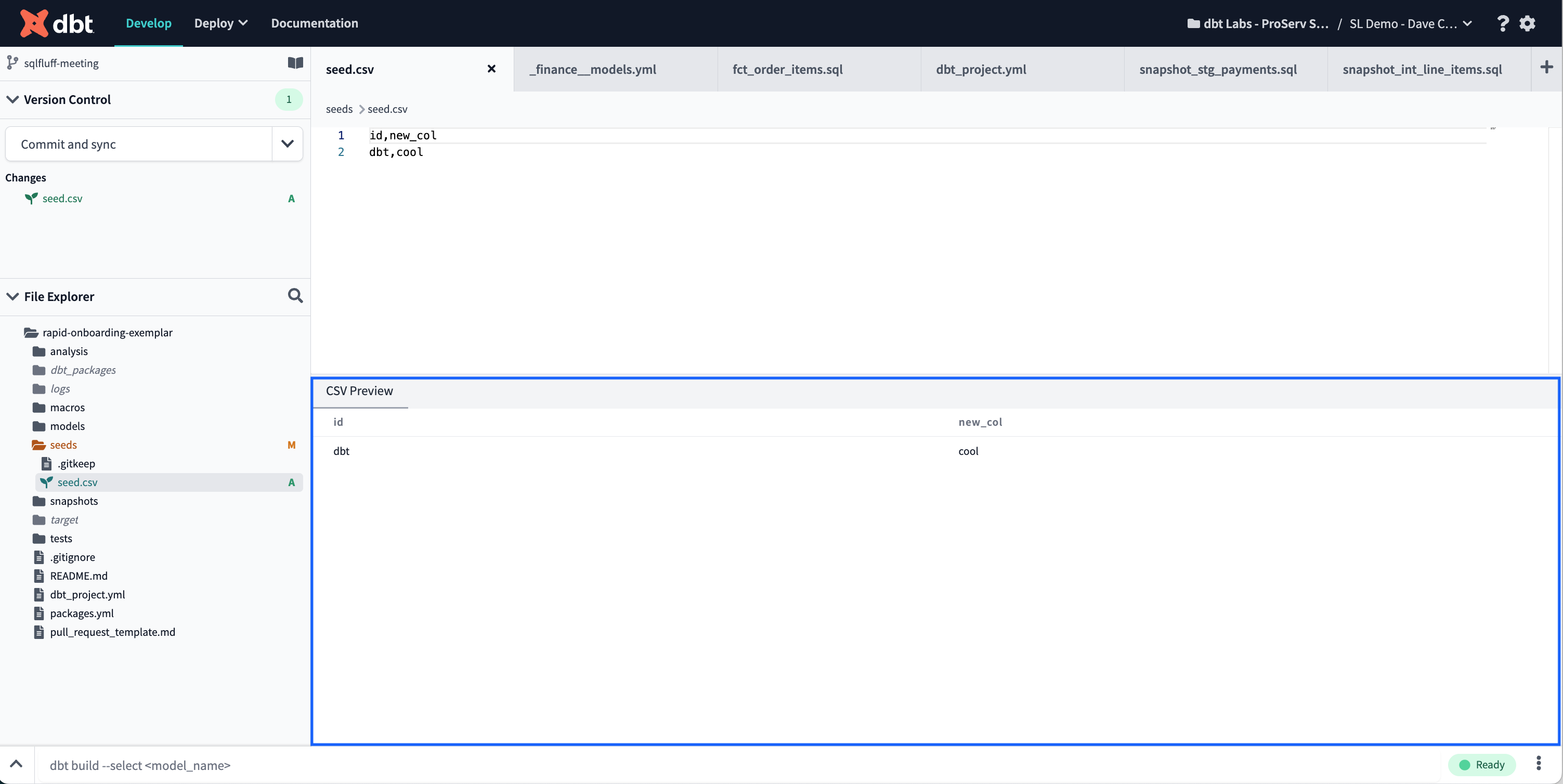 View csv code in the CSV Preview console tab below the Editor tab. View csv code in the CSV Preview console tab below the Editor tab.