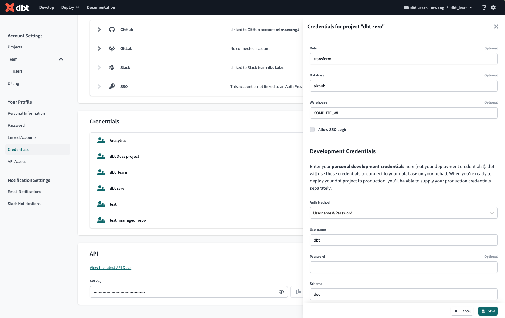 Configure developer credentials in your Profile Configure developer credentials in your Profile