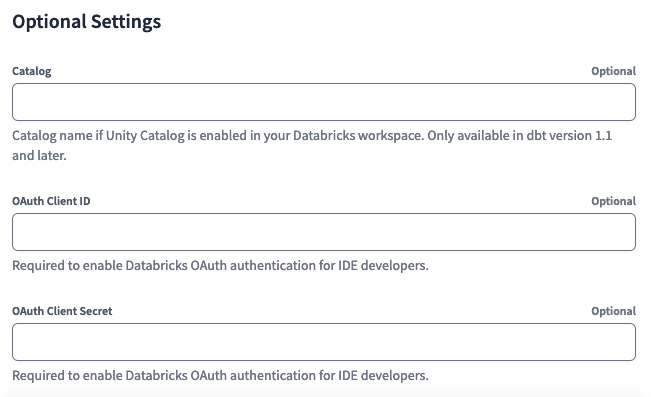 Adding Databricks OAuth application client ID and secret to dbt Cloud Adding Databricks OAuth application client ID and secret to dbt Cloud