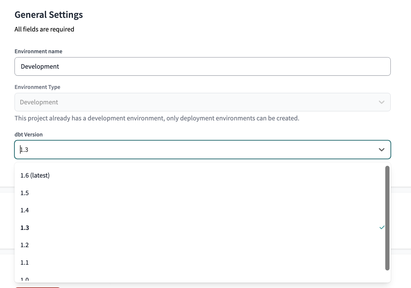 dbt Cloud versions dropdown dbt Cloud versions dropdown